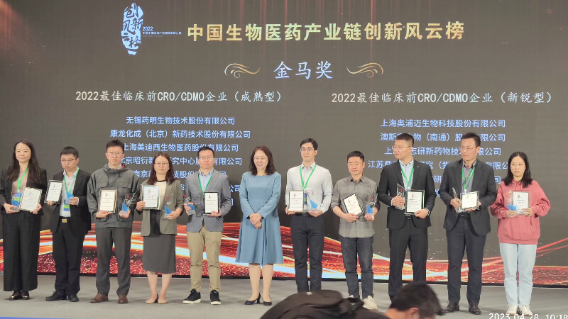 BOBSport连续两年荣登“2022中国生物医药产业链创新风云榜”，获评“金马奖—2022最佳临床前CRO/CDMO企业 （成熟型）” 